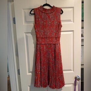 Nanette Lepore Red Paisley Pleated Dress